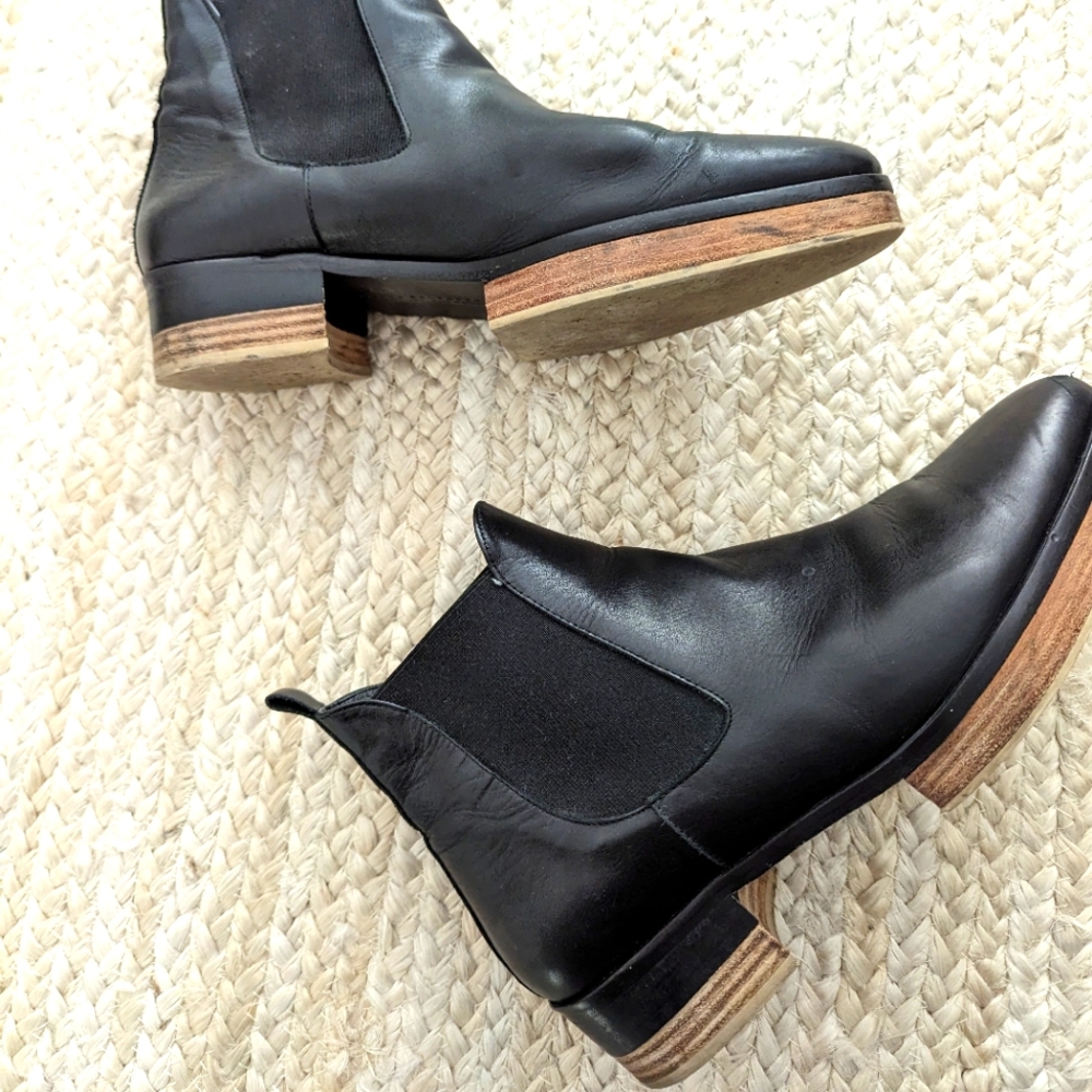 Freda Salvador Black Leather Chealsea Platform Booties